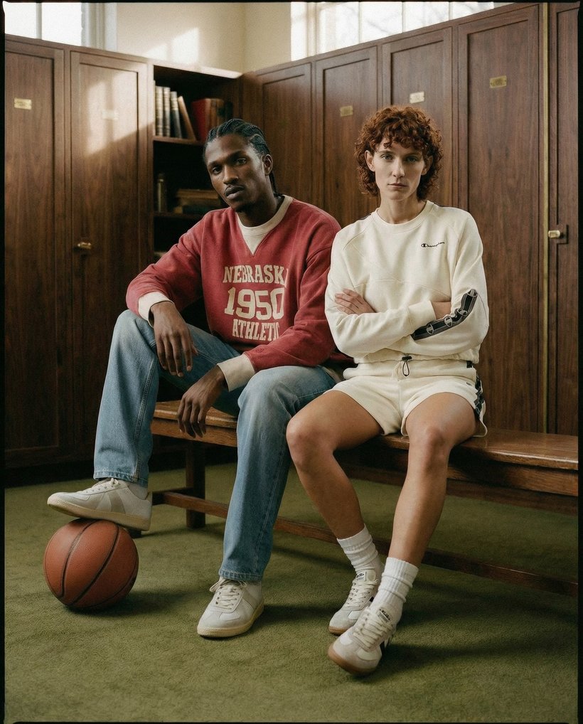 Champion Heritage — duo on the locker room bench
