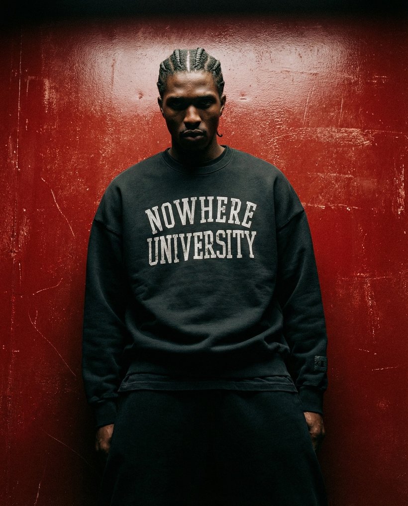 Champion Limited Edition — Nowhere University crewneck, full figure
