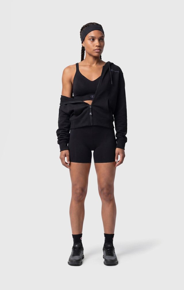 Champion — PDP-01 · Front, black sports bra and shorts
