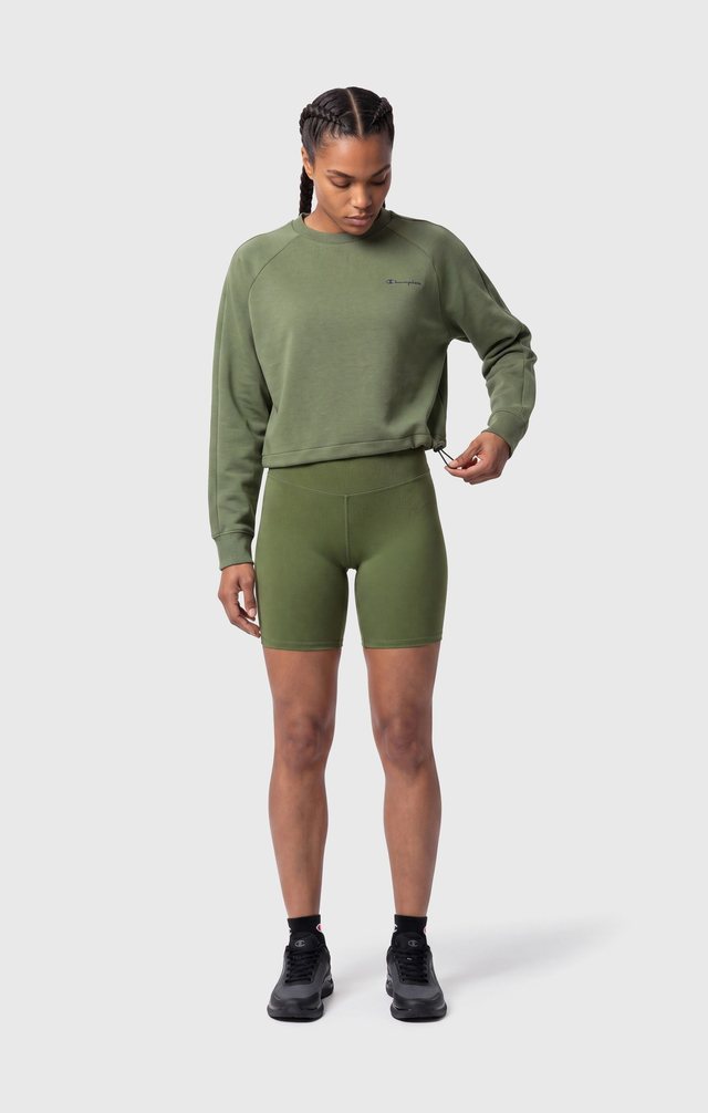 Champion — PDP-03 · Front, green crewneck and shorts