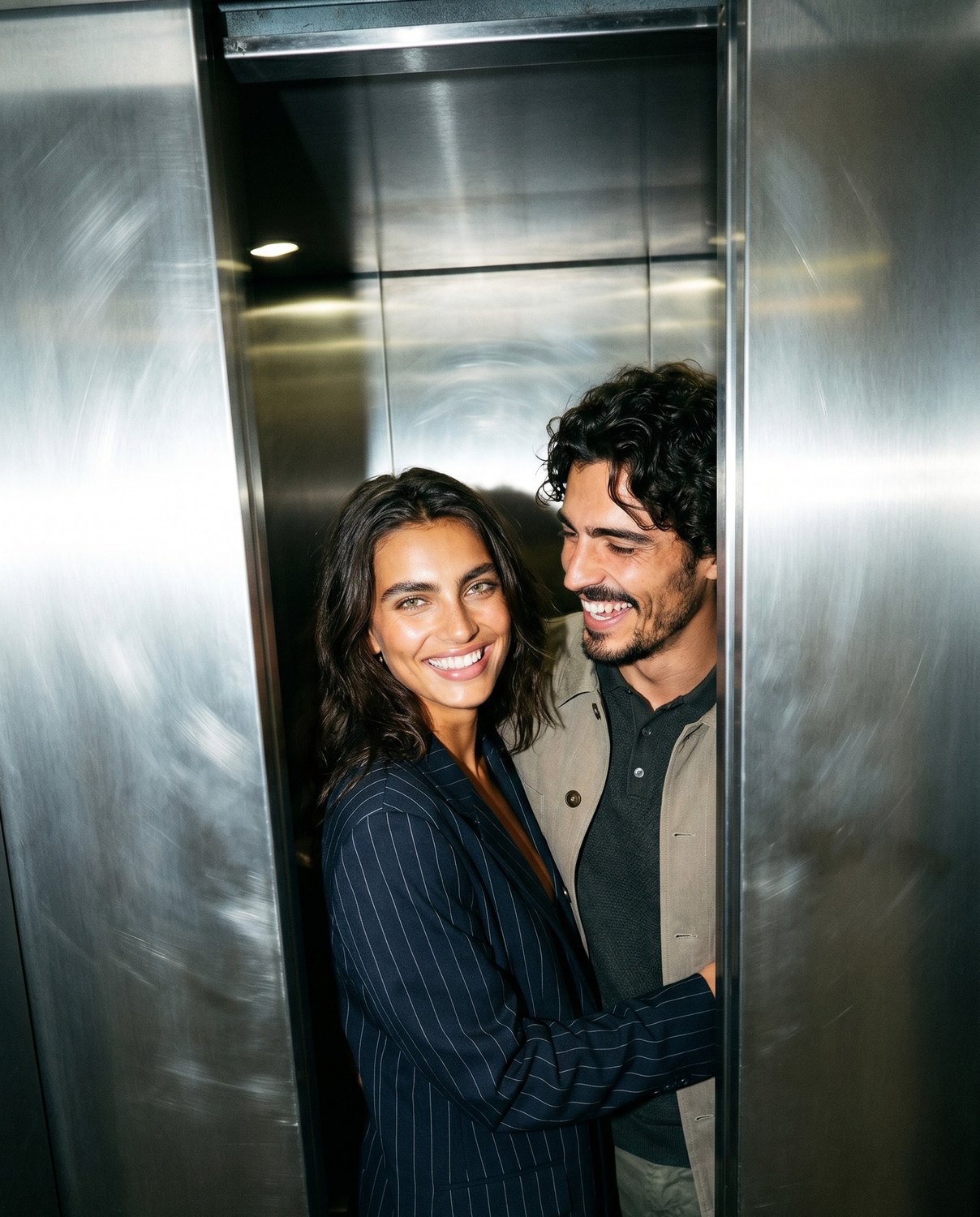 Republica — the couple in the lift, pinstripe suit