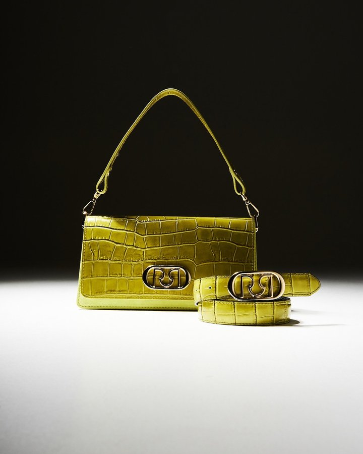 Rinascimento — lime croc bag and belt