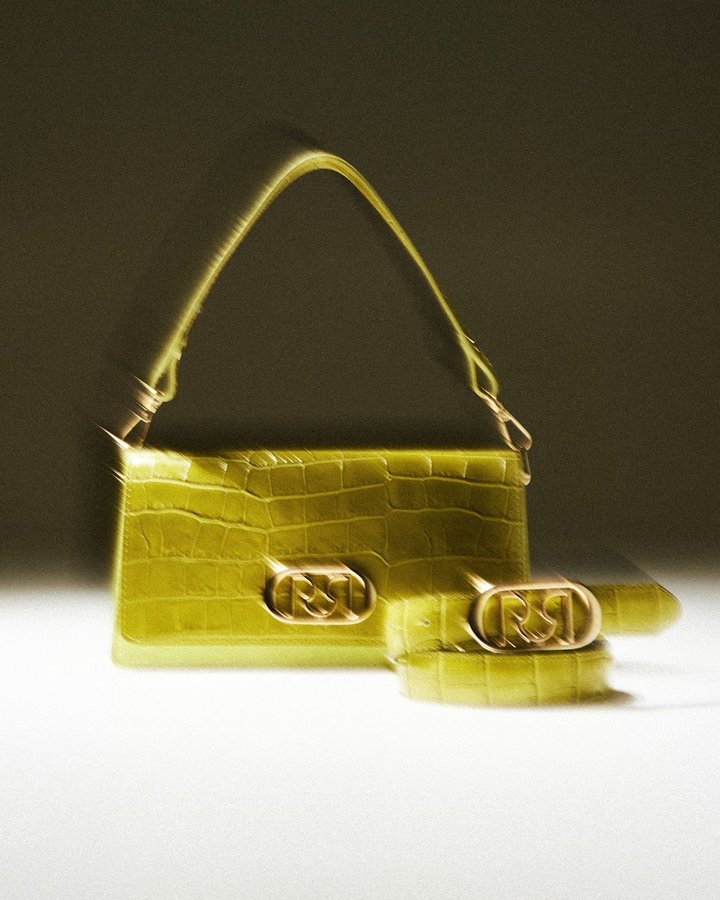 Rinascimento — lime croc bag with buckle