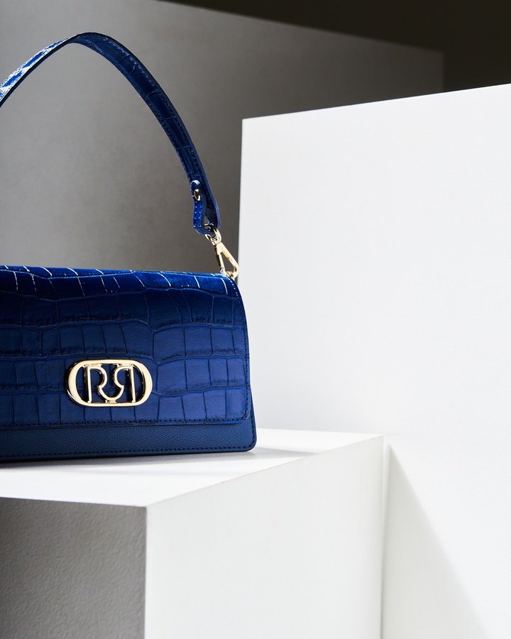 Rinascimento — blue croc bag, side