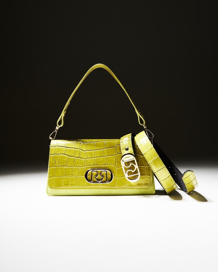 Rinascimento — lime croc bag and belt, side